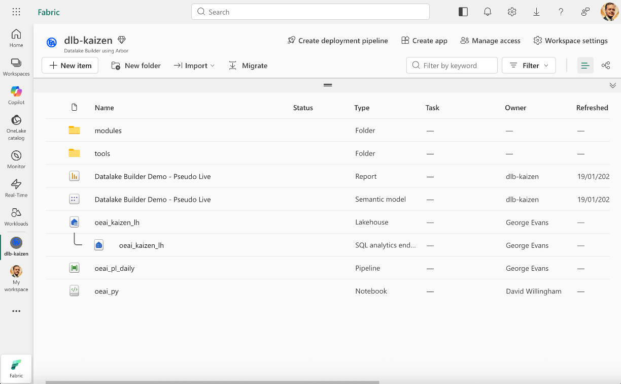 Datalake Builder - Data Integration Dashboard